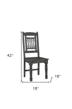 Set of Two Black Wood Slat Back Dining Side Chairs