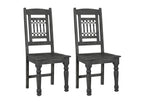Set of Two Black Wood Slat Back Dining Side Chairs