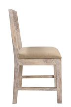 Set of Two Brown And White Upholstered Fabric Carved Back Dining Side Chairs