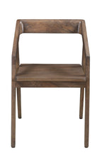 Dark Brown Solid Wood Open Back Dining Arm Chair