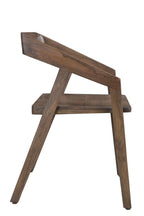 Dark Brown Solid Wood Open Back Dining Arm Chair