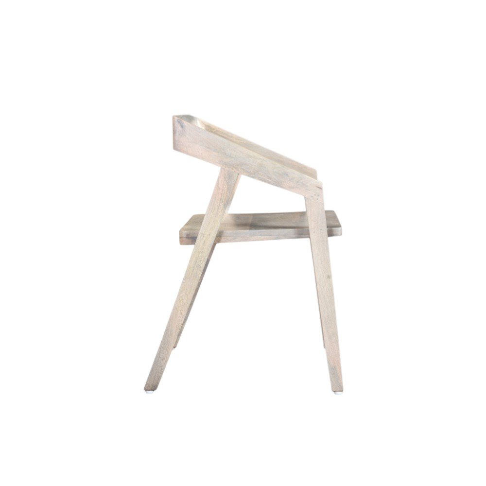White Solid Wood Open Back Dining Arm Chair