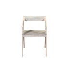 White Solid Wood Open Back Dining Arm Chair