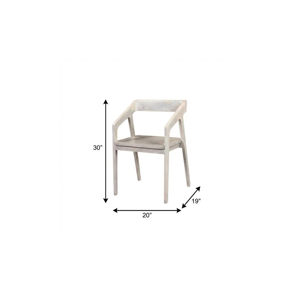 White Solid Wood Open Back Dining Arm Chair