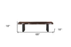 68" Dark Brown and Black Distressed Solid Wood Dining Bench