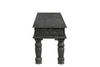 58" Black Floral Distressed Solid Wood Dining Bench