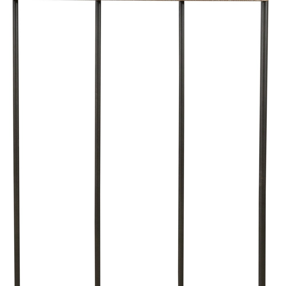 71" Black And Brown Metal And Solid Wood Four Hooks Freestanding Coat Rack