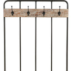 71" Black And Brown Metal And Solid Wood Four Hooks Freestanding Coat Rack