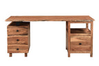 69" Brown Live Edge Solid Wood Writing Desk With Four Drawers
