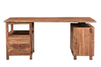 69" Brown Live Edge Solid Wood Writing Desk With Four Drawers