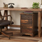 30" Dark Brown Solid Wood Three Drawer Live Edge Filing Cabinet