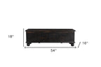54" Black Solid Wood Distressed Lift Top Solid Coffee Table