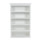 77" Antiqued White Solid Wood Five Tier Bookcase