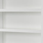 77" Antiqued White Solid Wood Five Tier Bookcase