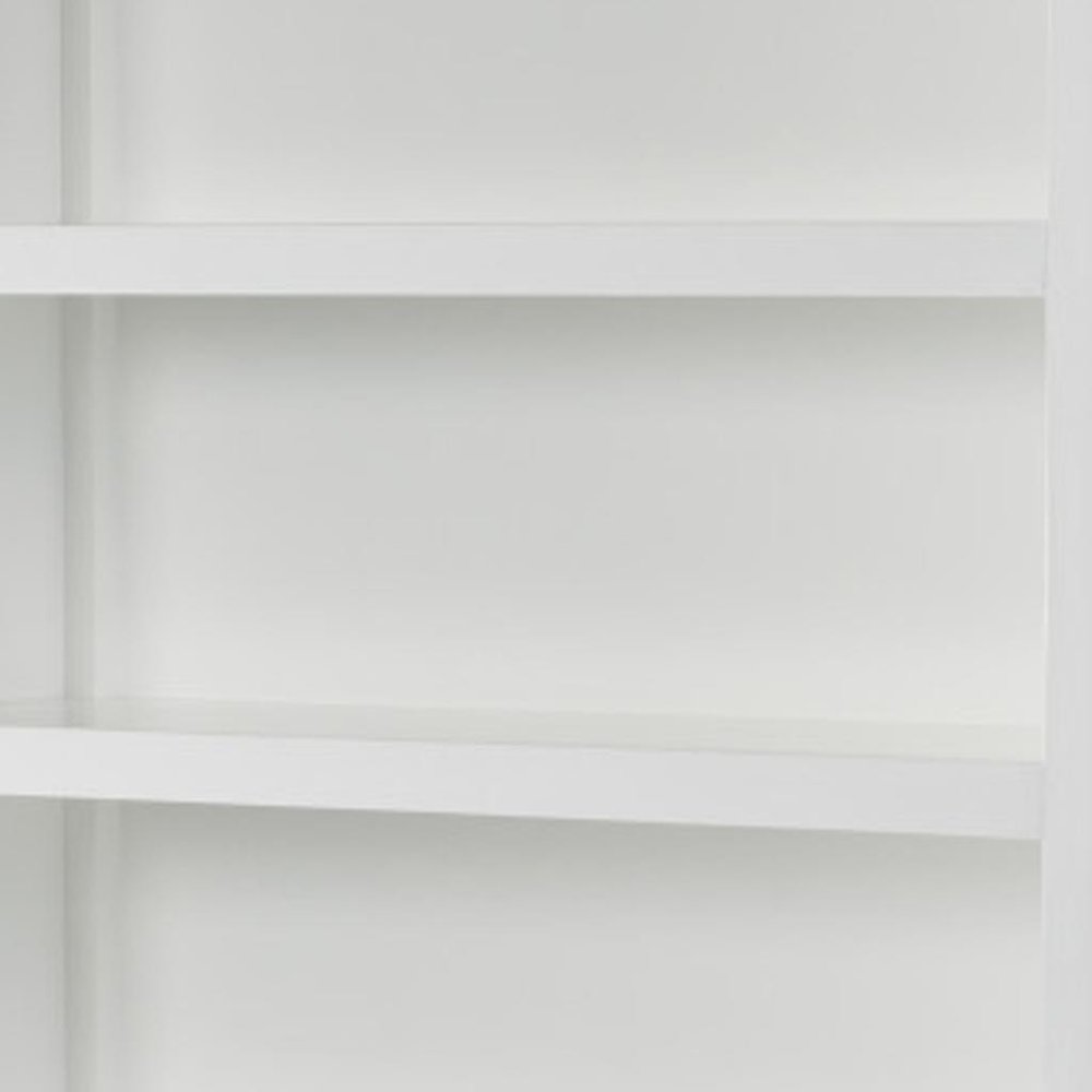 77" Antiqued White Solid Wood Five Tier Bookcase