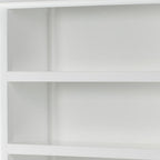 77" Antiqued White Solid Wood Five Tier Bookcase
