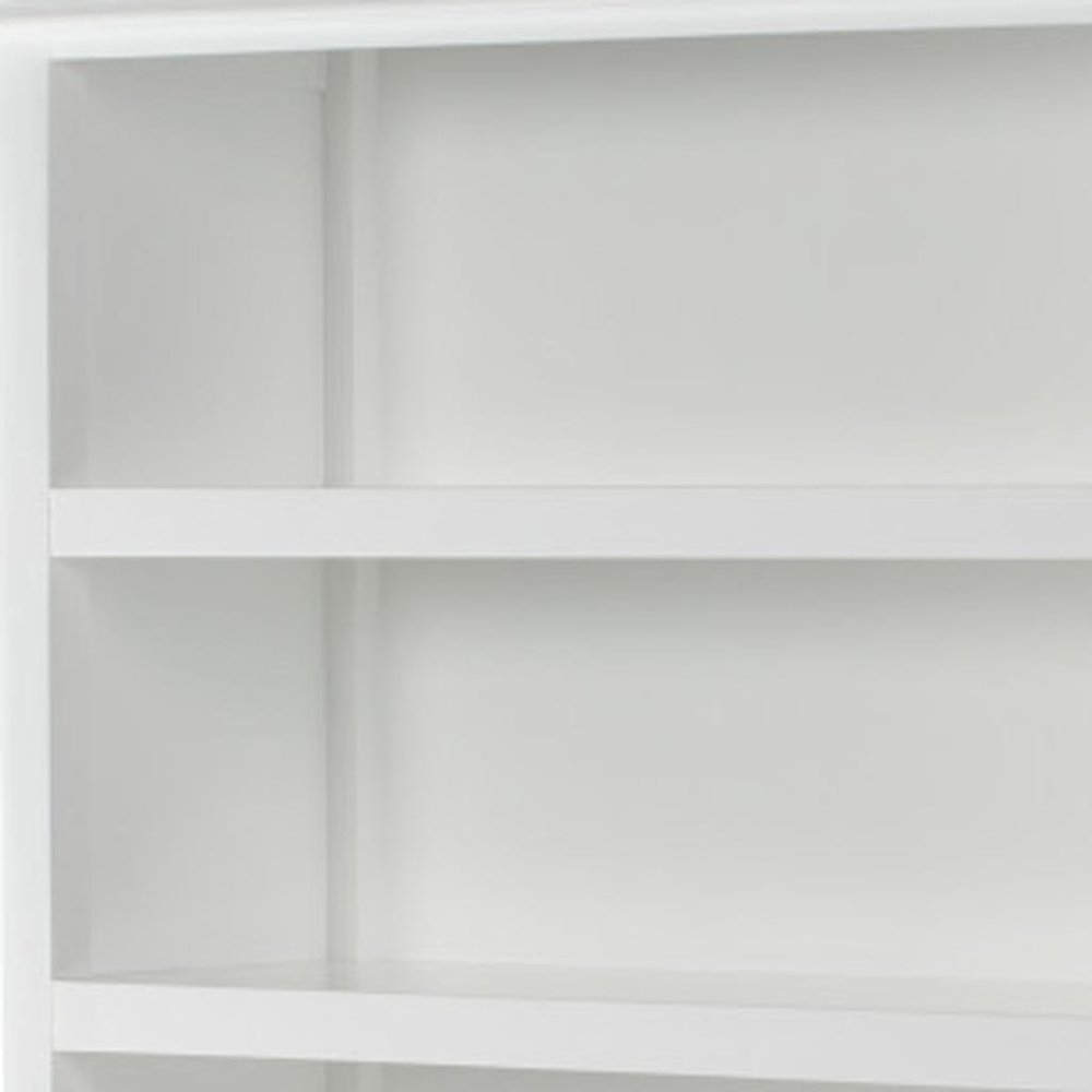 77" Antiqued White Solid Wood Five Tier Bookcase