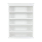 77" Antiqued White Solid Wood Five Tier Bookcase