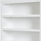 77" Antiqued White Solid Wood Five Tier Bookcase