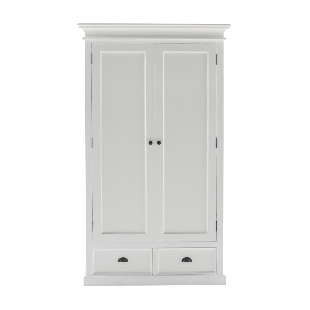 43" Off White Solid Wood Two Drawer
