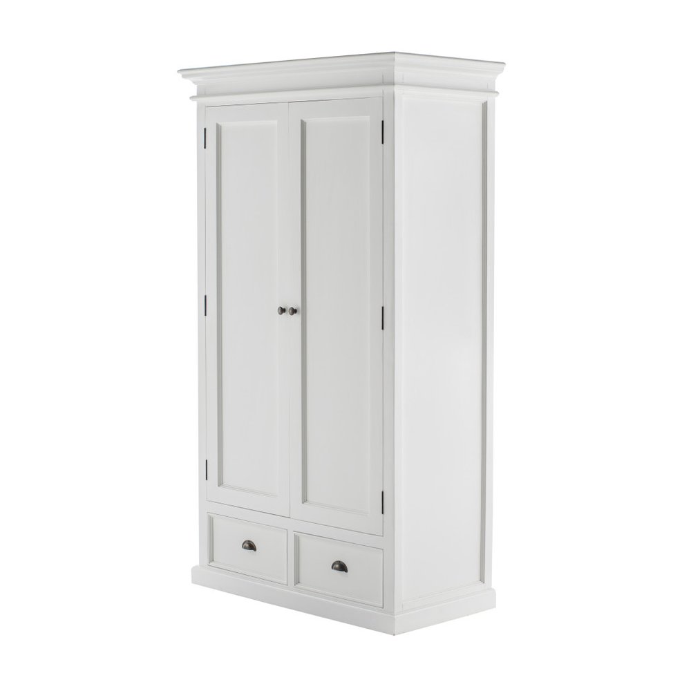 43" Off White Solid Wood Two Drawer