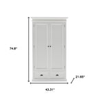 43" Off White Solid Wood Two Drawer