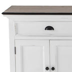 74" Antiqued White Solid Wood Three Drawer Buffet Table with Five Doors