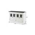 60" White And Black Solid Wood Paneled Buffet Table with Four Glass Doors