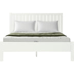 White Shiplap Texture Solid Wood Queen Bed Frame