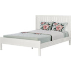 White Shiplap Texture Solid Wood Queen Bed Frame