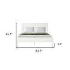 White Shiplap Texture Solid Wood Queen Bed Frame