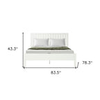 White Shiplap Texture Solid Wood Queen Bed Frame