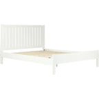 White Shiplap Texture Solid Wood Queen Bed Frame