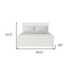 White Shiplap Texture Solid Wood Queen Bed Frame