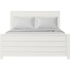 White Shiplap Texture Solid Wood Queen Bed Frame