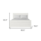 White Shiplap Texture Solid Wood Queen Bed Frame