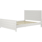 White Shiplap Texture Solid Wood Queen Bed Frame