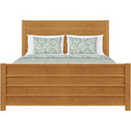 Brown Ribbed Texture Solid Wood Queen Bed Frame