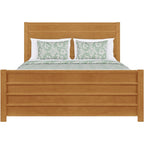 Brown Ribbed Texture Solid Wood Queen Bed Frame