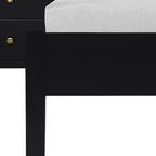 Three Piece Black Solid Wood Bedroom Set
