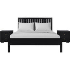 Three Piece Black Solid Wood Bedroom Set