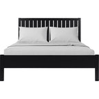 Three Piece Black Solid Wood Bedroom Set