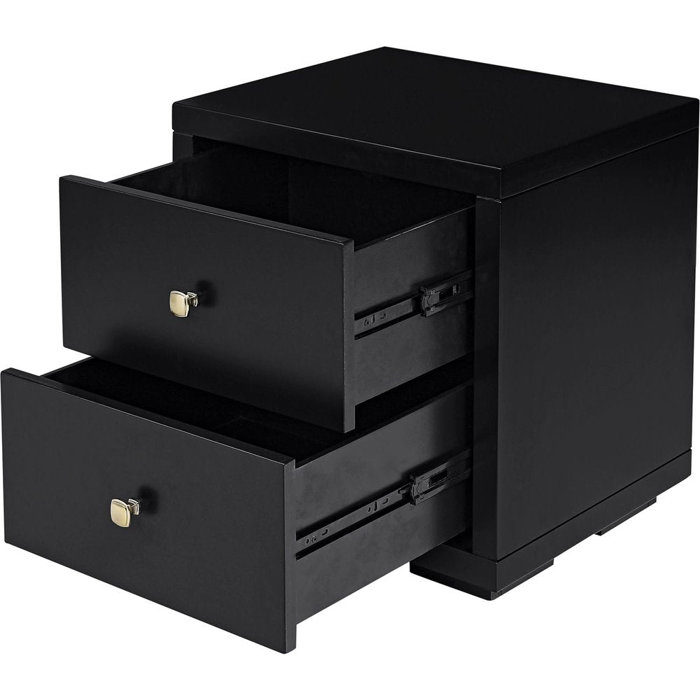 Three Piece Black Solid Wood Bedroom Set