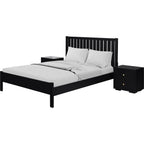 Three Piece Black Solid Wood Bedroom Set