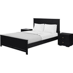 Black Solid Wood Queen Bed Frame With Drawers