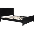 Black Solid Wood Queen Bed Frame With Drawers