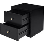 Black Solid Wood Queen Bed Frame With Drawers