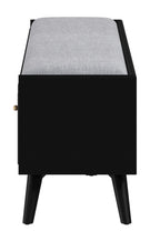 59" Gray and Black Fabric Upholstered Storage Bench with Drawers