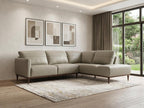 Light Green Leather L Shaped Two Piece Sofa and Chaise Sectional