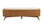 59" Beige and Brown Upholstered Polyester Blend Bench with Drawers